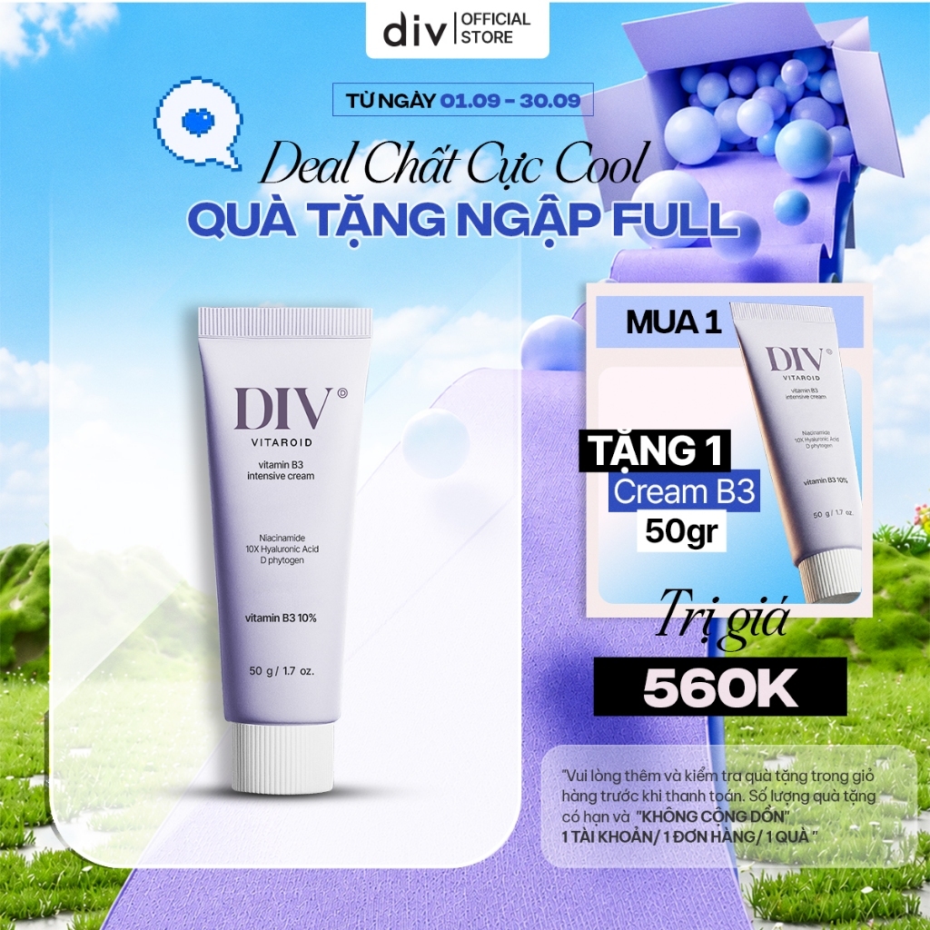 [DIV VN] Kem Dưỡng Sáng DIV Vitamin B3 Hỗ Trợ Cấp Ẩm Sáng Bóng Làm Đều Màu Da 50gram | BigBuy360 - bigbuy360.vn
