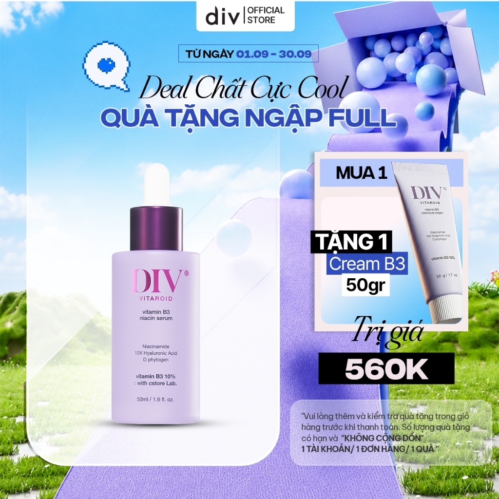 [DIV VN] Serum DIV Vitamin B3 Hỗ Trợ Dưỡng Sáng Làm Đều Màu Da Với 10% Niacinamide 50ml