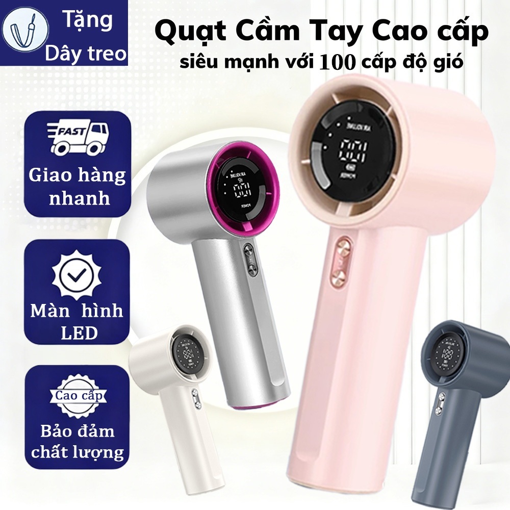 💙2026Quạt tích điện mini💙Màn LED 4000mAh Sạc Nhanh Quạt tích điện gió mạnh tốc độ cao Quạt tích điện