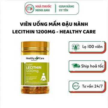 [Date 01/2027] Viên uống mầm đậu nành LECITHIN 1200mg - Healthy care từ Úc ( Lọ 100 viên nang mềm)