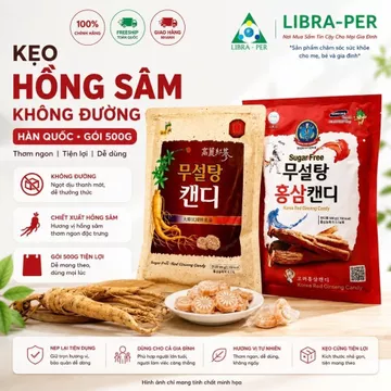Kẹo Sâm Không Đường Hàn Quốc 500g Hỗ Trợ Giảm Mệt Mỏi Căng Thẳng Dành Cho Nhân Viên Văn Phòng