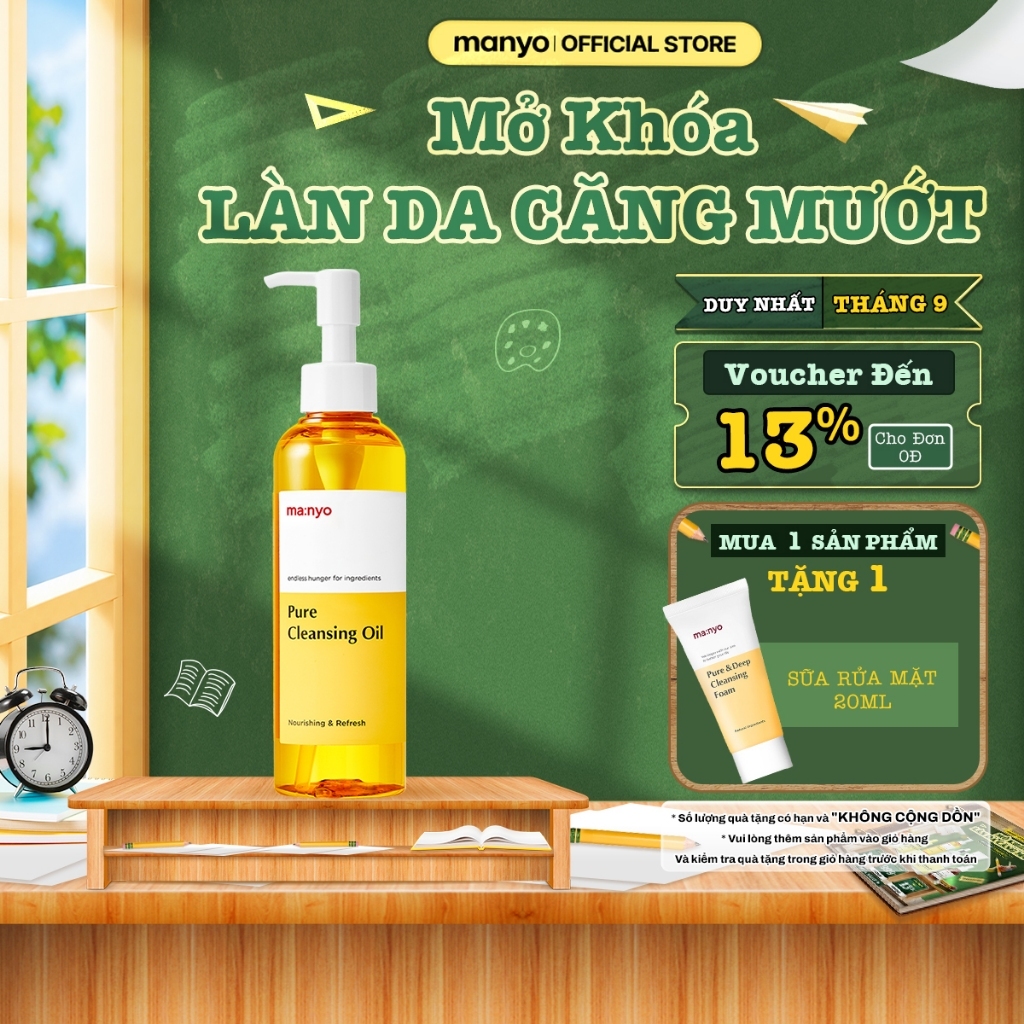 Dầu tẩy trang ma:nyo Pure Cleansing Oil 200ML chứa 12 thành phần dầu thực vật