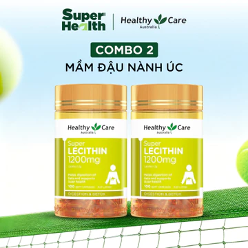 COMBO Mầm Đậu Nành Úc Healthy Care Super Lecithin 1200mg 100 Viên -Cải Thiên Nội Tiết Tố, Làn Da Phái Nữ - Super Health