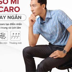 Áo sơ mi nam KHATOCO Tailor Fit phong cách hiện đại với họa tiết caro tinh tế mã 22918