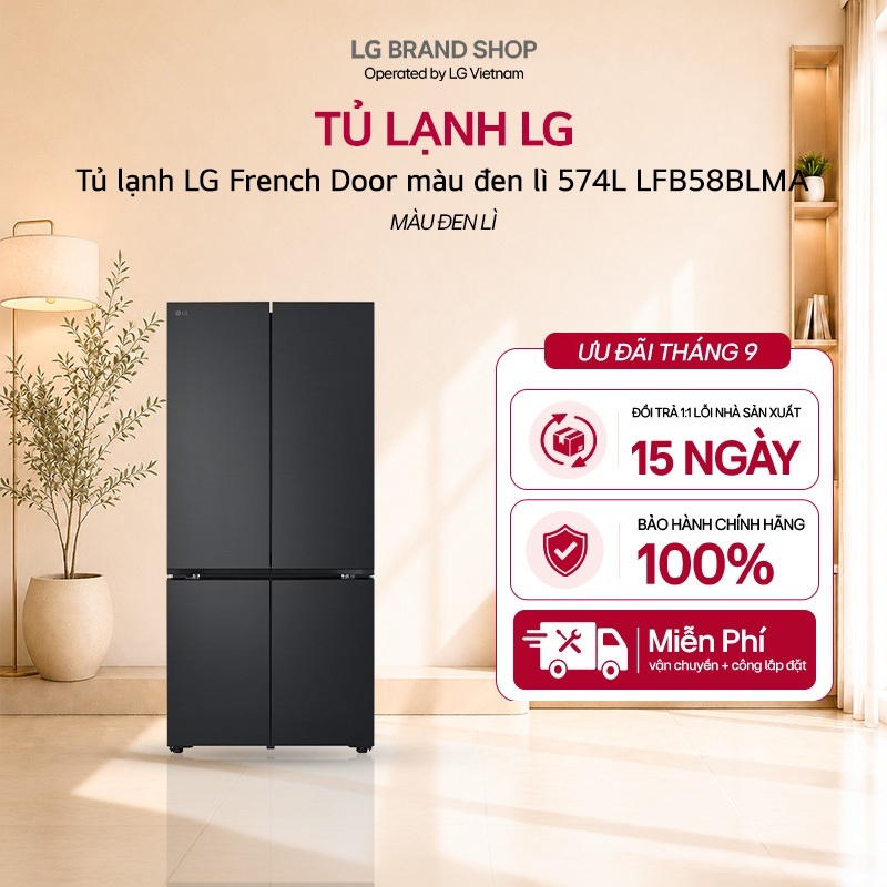 LFB58BLMA.AEPPEVN - Tủ lạnh LG French Door màu đen lì 574L LFB58BLMA | BigBuy360 - bigbuy360.vn