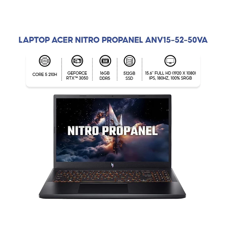 Laptop Gaming Acer Nitro ProPanel ANV15-52-50VA (Core 5 210H/GeForce RTX™ 3050/16GB/512GB/ Win11H) - BH 24 Tháng HACOM