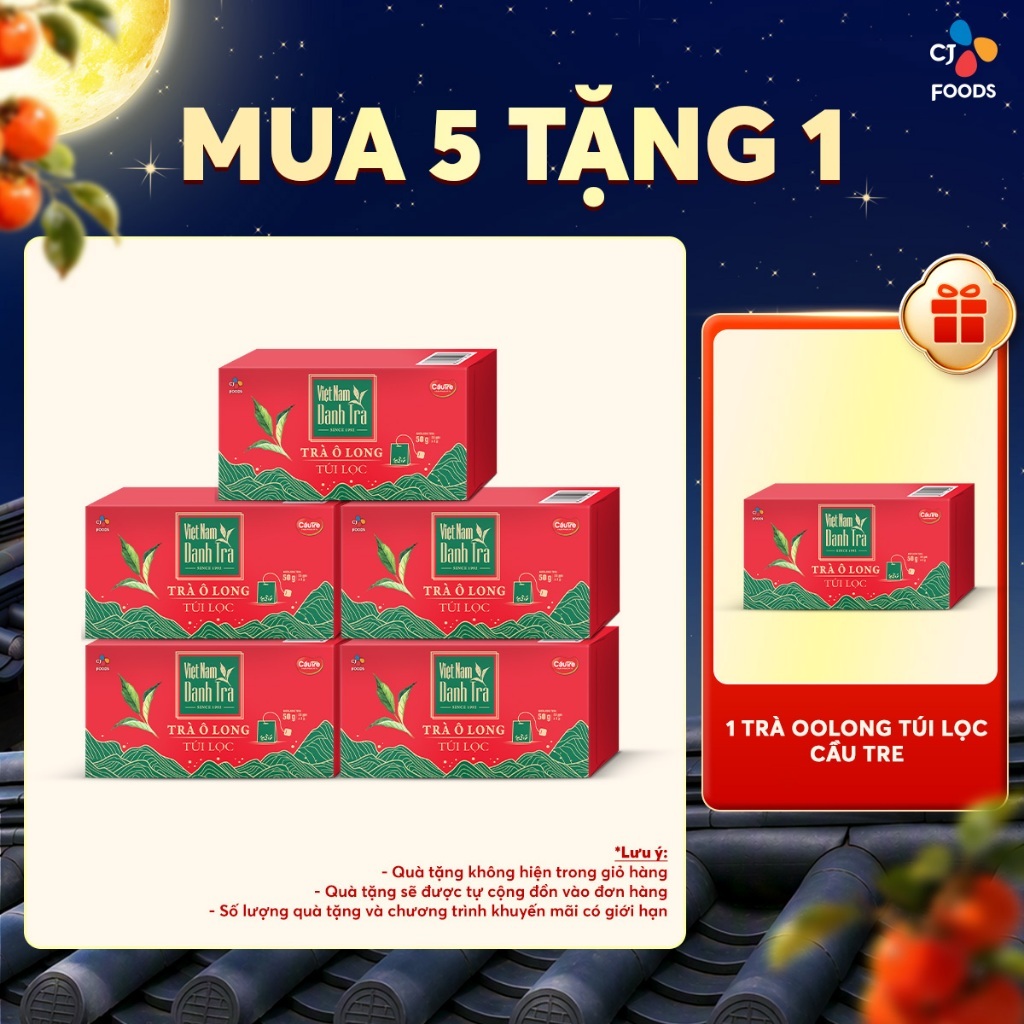 [Mua 5 tặng 1] Combo Trà Oolong Túi Lọc Cầu Tre (3 hộp/ 5 hộp) – Thưởng thức & Pha chế