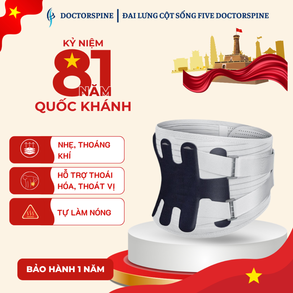 Đai Lưng Cột Sống Five DoctorSpine - Hỗ Trợ Thoái Hóa Cột Sống Thoát Vị Đĩa Đệm