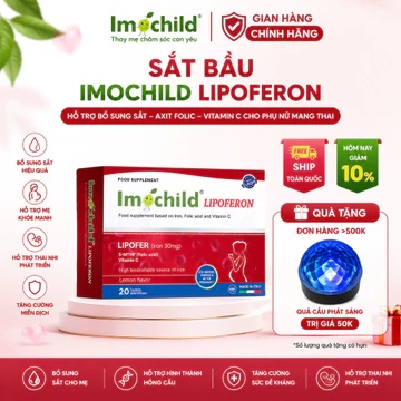 Sắt hữu cơ cho bà bầu IMOCHILD LIPOFERON Bổ Sung 5-MTHF Acid Folic & Vitamin C giúp bổ máu, bổ huyết
