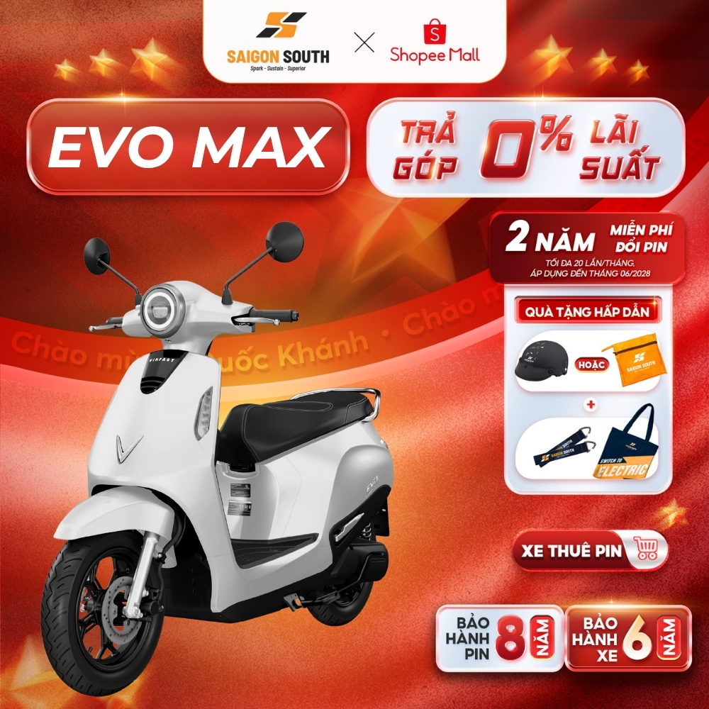 [NHẬN HCM] Xe Máy Điện VinFast Evo Max - Thuê Pin - Góp 0% | BigBuy360 - bigbuy360.vn