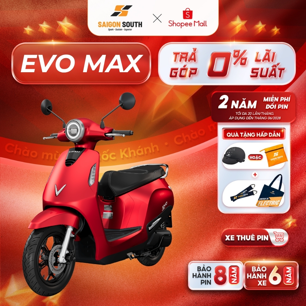 [NHẬN HCM] Xe Máy Điện VinFast Evo Max - Thuê Pin - Góp 0% | BigBuy360 - bigbuy360.vn