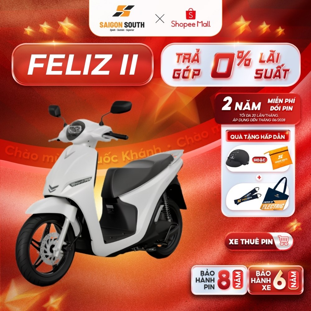 [NHẬN HCM] Xe Máy Điện VinFast Feliz II - Thuê Pin - Góp 0% | BigBuy360 - bigbuy360.vn