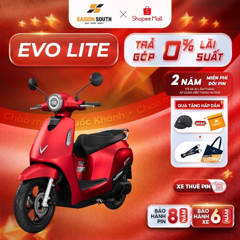 [NHẬN HCM] Xe Máy Điện VinFast Evo Lite - Thuê Pin - Góp 0% - 50cc - Không cần bằng lái | BigBuy360 - bigbuy360.vn