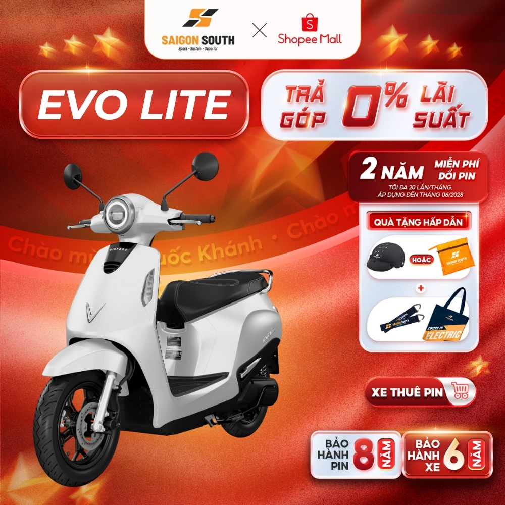 [NHẬN HCM] Xe Máy Điện VinFast Evo Lite - Thuê Pin - Góp 0% - 50cc - Không cần bằng lái | BigBuy360 - bigbuy360.vn