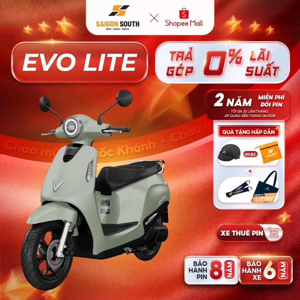[NHẬN HCM] Xe Máy Điện VinFast Evo Lite - Thuê Pin - Góp 0% - 50cc - Không cần bằng lái | BigBuy360 - bigbuy360.vn