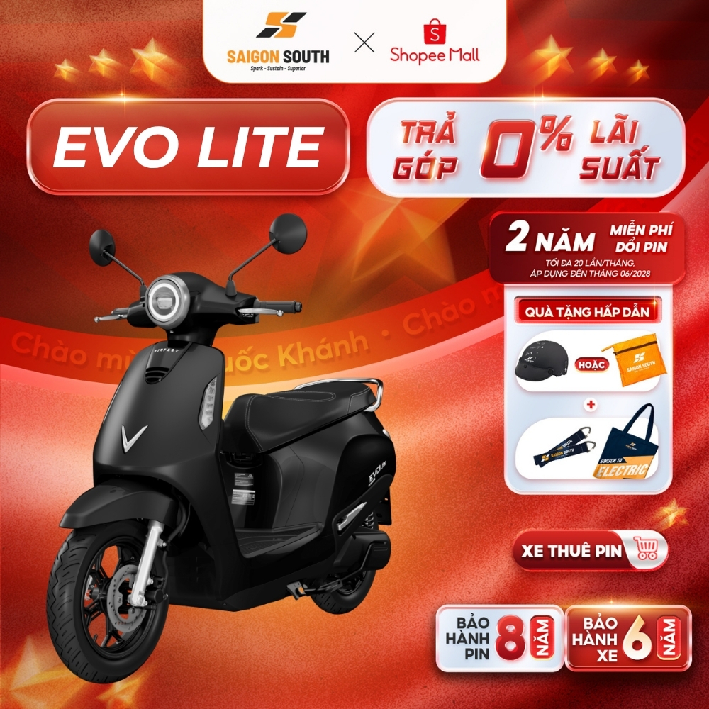 [NHẬN HCM] Xe Máy Điện VinFast Evo Lite - Thuê Pin - Góp 0% - 50cc - Không cần bằng lái | BigBuy360 - bigbuy360.vn