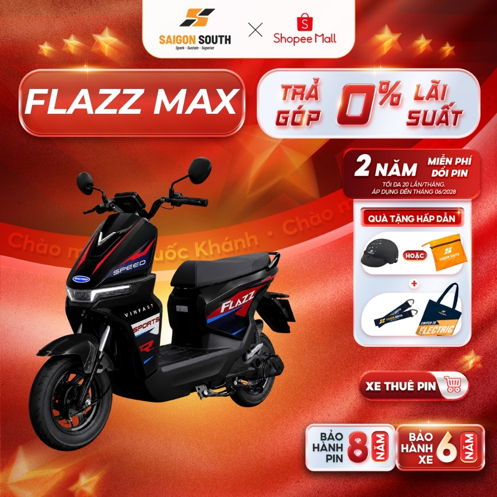 [NHẬN HCM] Xe Máy Điện VinFast Flazz Max - Thuê Pin - Góp 0% | BigBuy360 - bigbuy360.vn