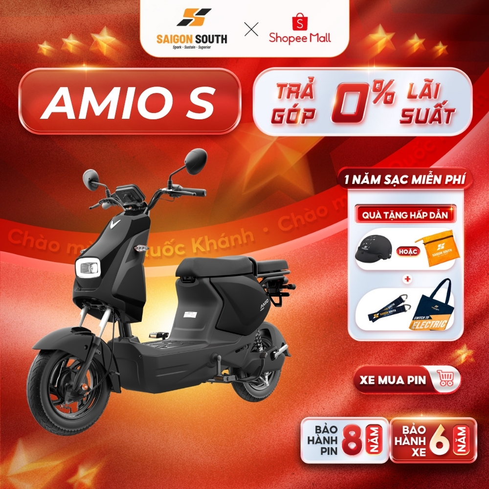 [NHẬN HCM] Xe Máy Điện VinFast Amio S  - Công Suất 240W - Góp 0% - Có Bàn Đạp | BigBuy360 - bigbuy360.vn