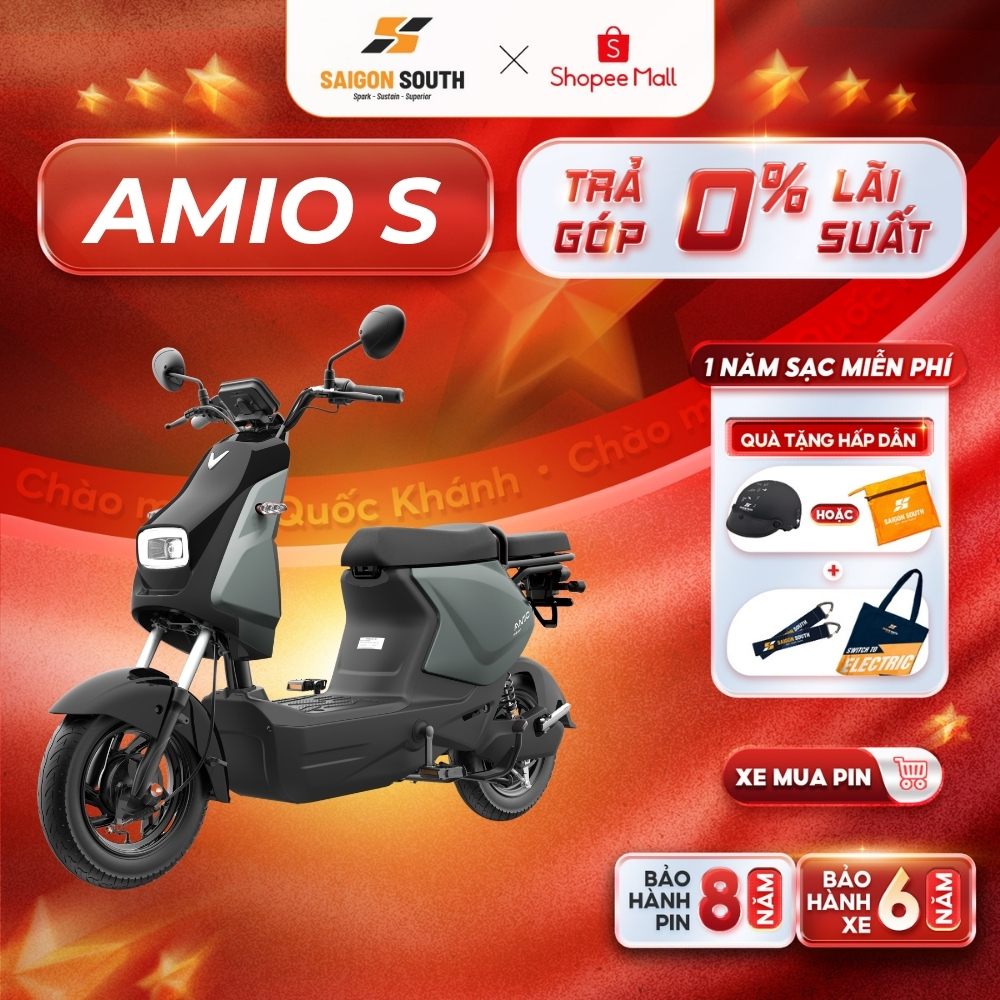 [NHẬN HCM] Xe Máy Điện VinFast Amio S  - Công Suất 240W - Góp 0% - Có Bàn Đạp | BigBuy360 - bigbuy360.vn