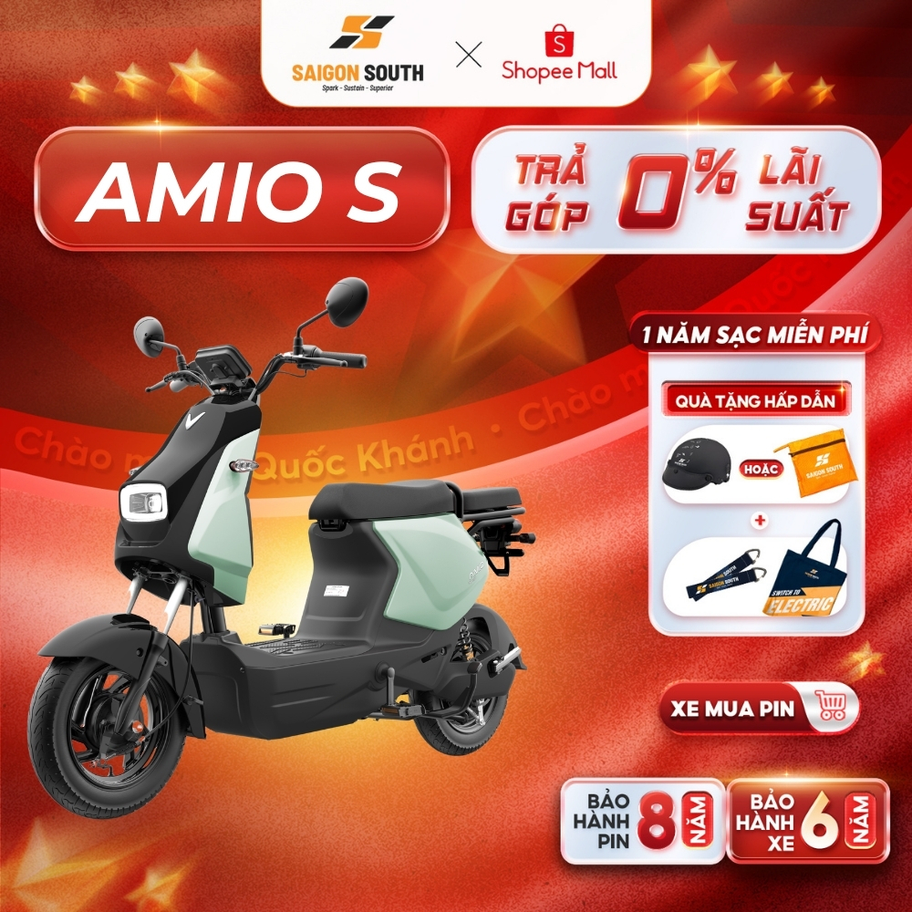 [NHẬN HCM] Xe Máy Điện VinFast Amio S  - Công Suất 240W - Góp 0% - Có Bàn Đạp | BigBuy360 - bigbuy360.vn