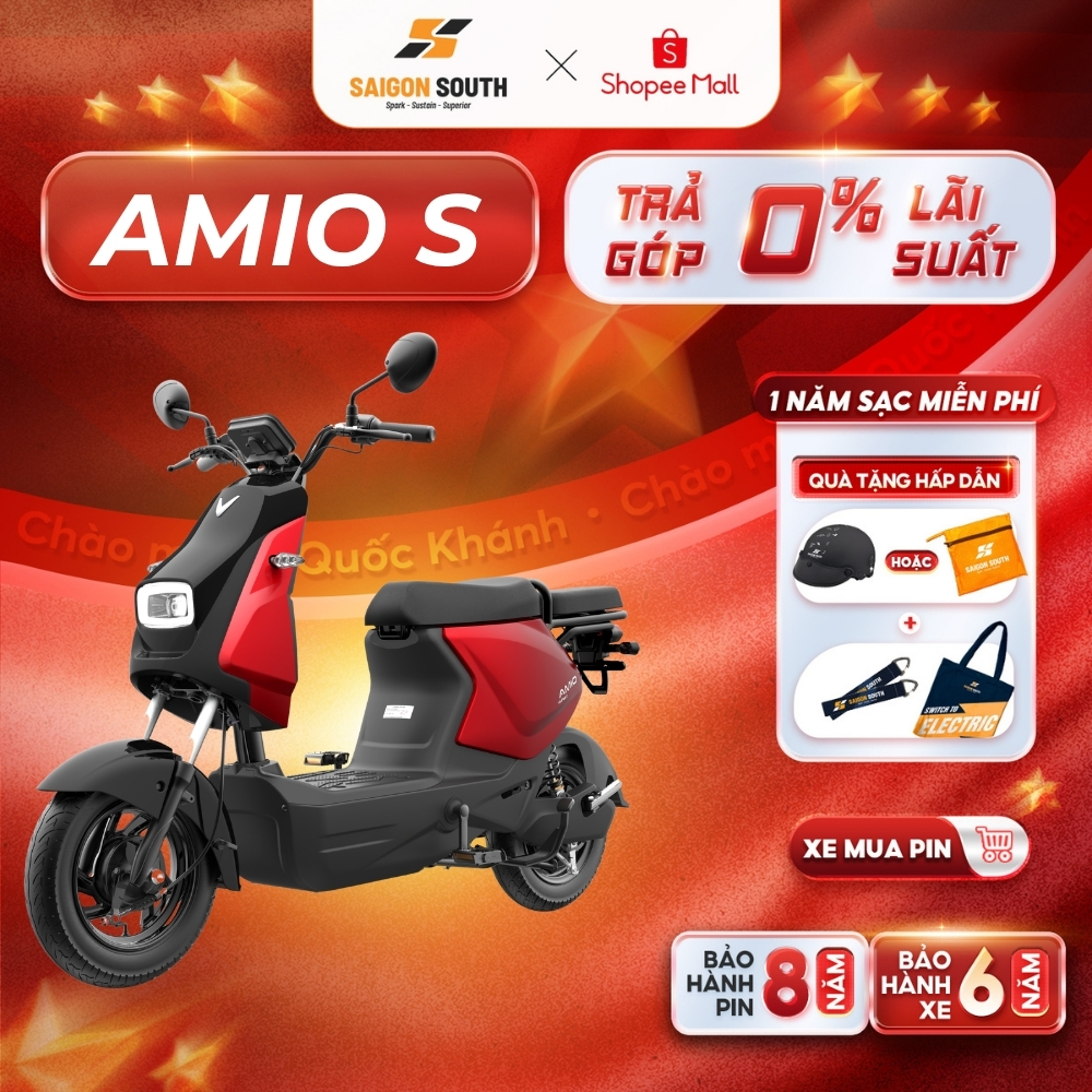 [NHẬN HCM] Xe Máy Điện VinFast Amio S  - Công Suất 240W - Góp 0% - Có Bàn Đạp | BigBuy360 - bigbuy360.vn