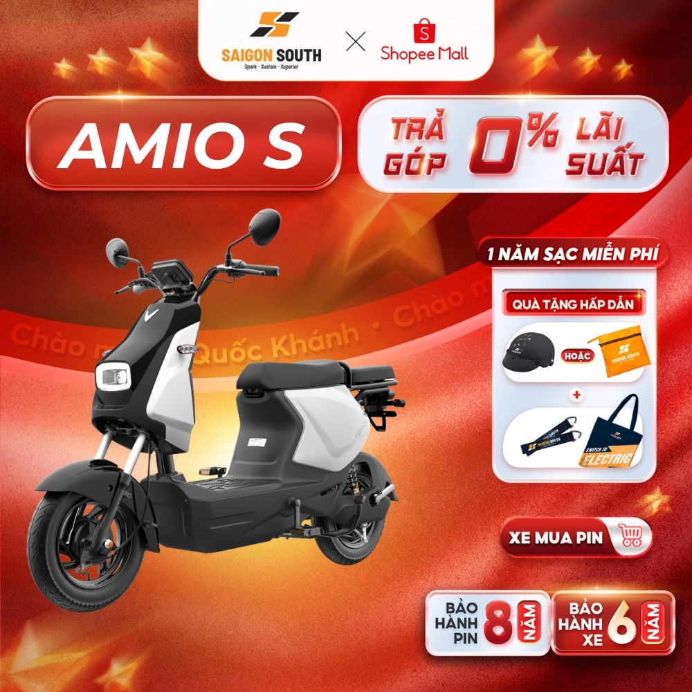 [NHẬN HCM] Xe Máy Điện VinFast Amio S  - Công Suất 240W - Góp 0% - Có Bàn Đạp | BigBuy360 - bigbuy360.vn