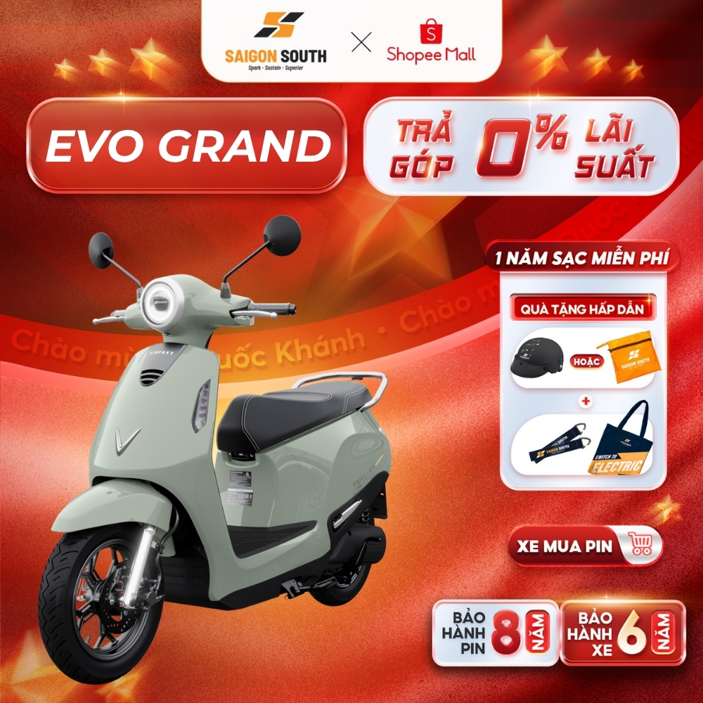 [NHẬN HCM] Xe Máy Điện VinFast Evo Grand - Góp 0% - 262km 1 lần sạc | BigBuy360 - bigbuy360.vn