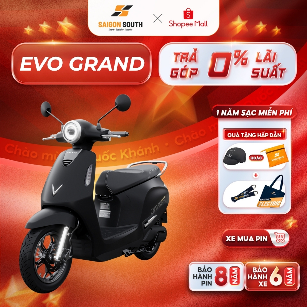 [NHẬN HCM] Xe Máy Điện VinFast Evo Grand - Góp 0% - 262km 1 lần sạc | BigBuy360 - bigbuy360.vn