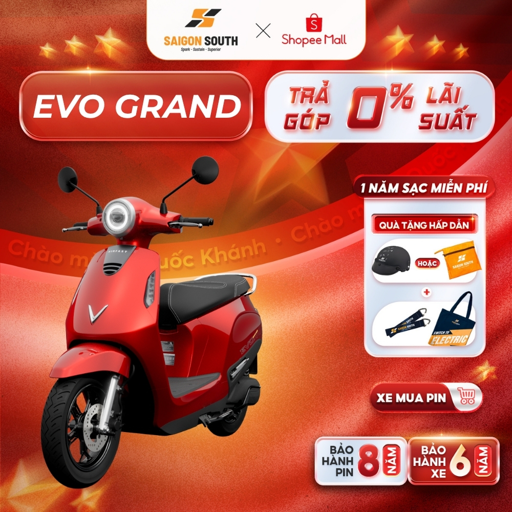 [NHẬN HCM] Xe Máy Điện VinFast Evo Grand - Góp 0% - 262km 1 lần sạc | BigBuy360 - bigbuy360.vn