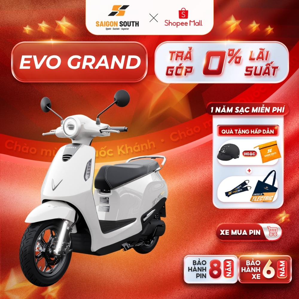 [NHẬN HCM] Xe Máy Điện VinFast Evo Grand - Góp 0% - 262km 1 lần sạc | BigBuy360 - bigbuy360.vn