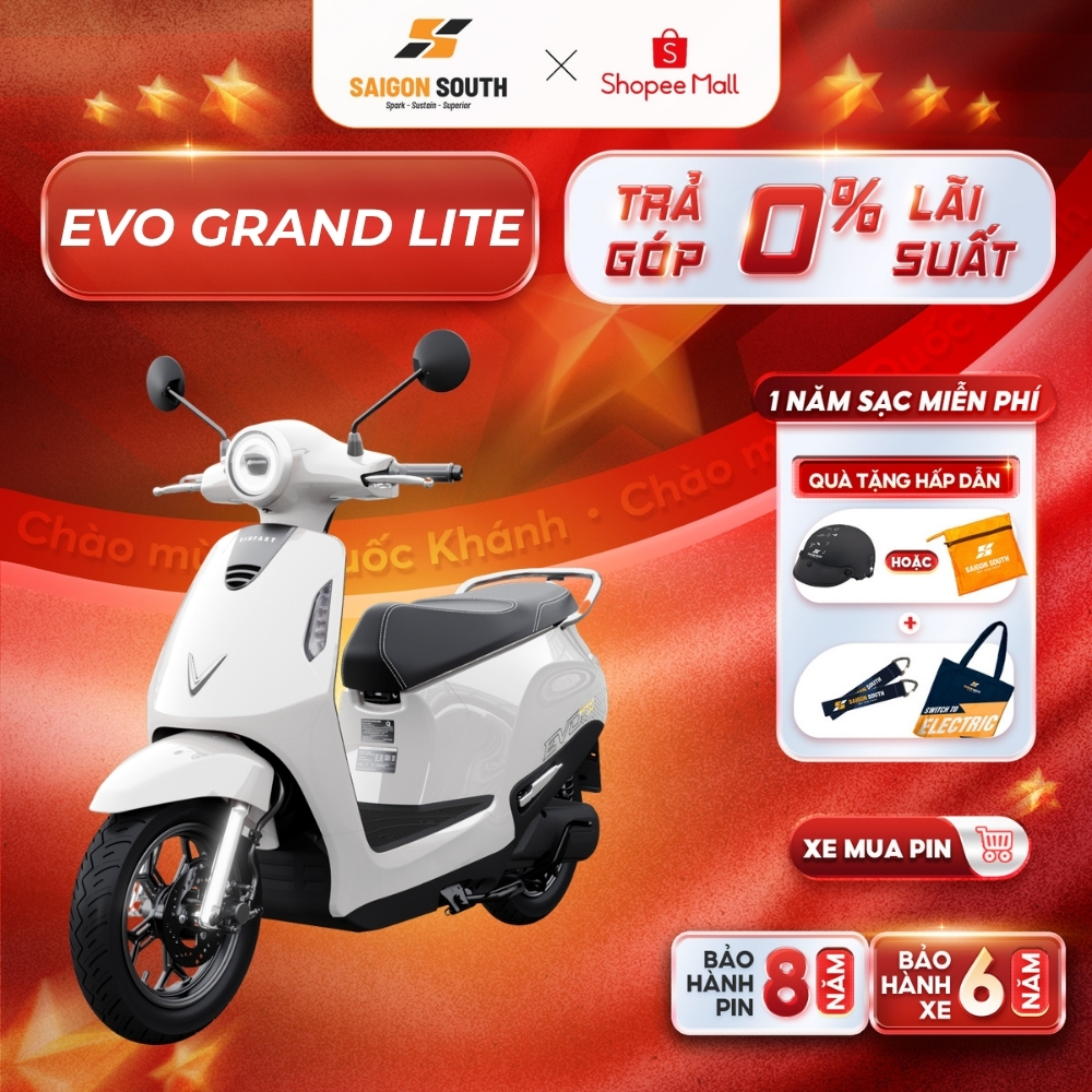 [NHẬN HCM] Xe Máy Điện VinFast Evo Grand Lite - 50cc  - Góp 0% | BigBuy360 - bigbuy360.vn