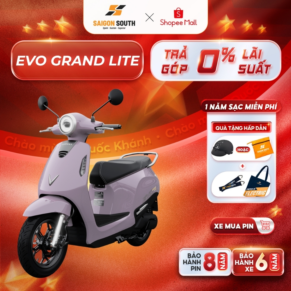 [NHẬN HCM] Xe Máy Điện VinFast Evo Grand Lite - 50cc  - Góp 0% | BigBuy360 - bigbuy360.vn