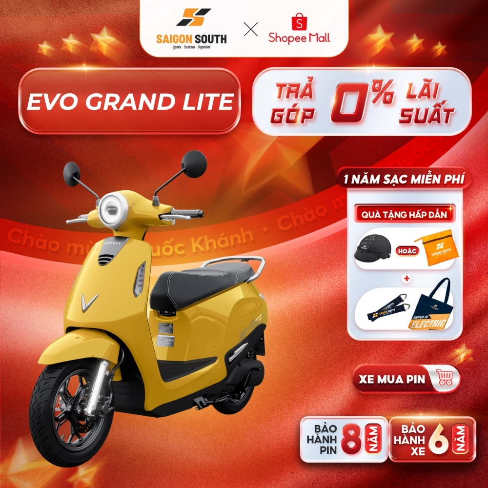 [NHẬN HCM] Xe Máy Điện VinFast Evo Grand Lite - 50cc  - Góp 0% | BigBuy360 - bigbuy360.vn