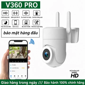 V360 PRO WiFi CCTV Camera CCTV không thấm nước camera wifi xoay 360 độĐàm Thoại 2 Chiều, Phát Hiện Chuyển Động