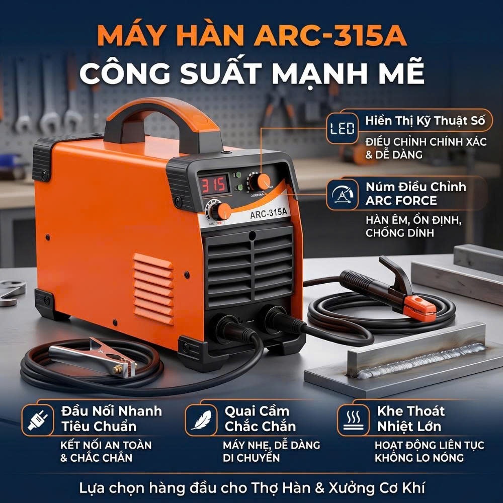 Máy Hàn Điện Tử SPARK ARC 350A, Hàn que 1.6-3.2mm, Công Nghệ INVERTER IGBT, Tặng Kèm mặt nạ cao cấp
