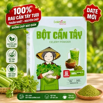 Bột Cần Tây Nguyên Chất Sấy Lạnh DALAHOUSE 60g - hộp 20 gói sticks tiện dụng