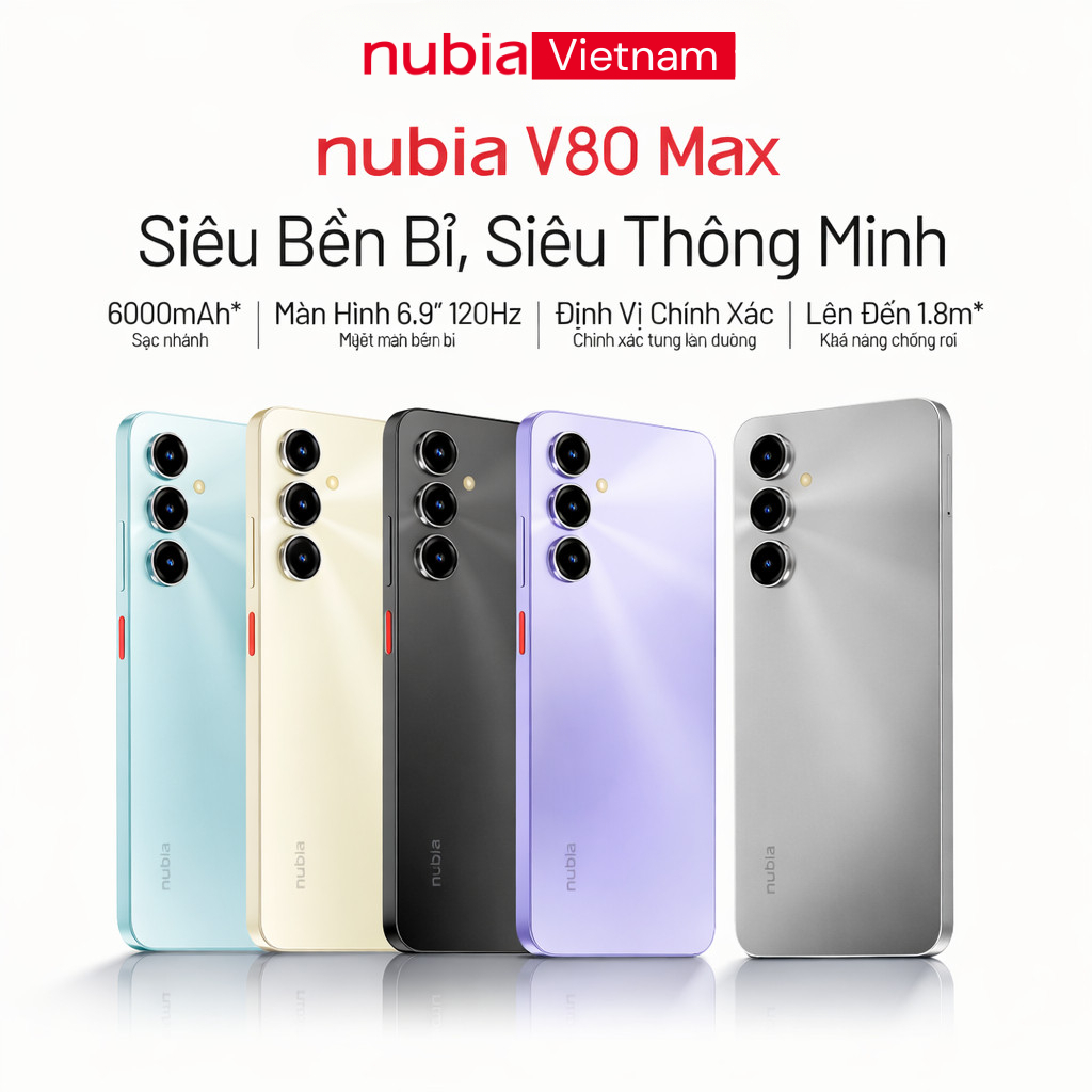 Điện thoại di động Nubia V80 Max 12GB(6+6)/128GB I Có NFC I Pin 6000mAh I Màn hình 6.9" 120Hz I Chính Hãng