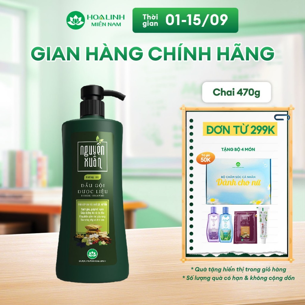 Dầu gội dược liệu Nguyên Xuân Xanh dưỡng tóc 520g - Dành cho tóc khô xơ, hư tổn