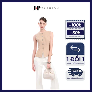 Áo Peplum Nữ Công Sở J-P Fashion Sát Nách Kaki Hai Lớp, Áo GiLe Vest Cổ Tròn Ôm Dáng Sang Trọng