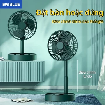 Quạt gấp gọn đứng có thể kéo dài, quạt sàn nhỏ gọn dễ cất giữ, dùng tại nhà, có thể đặt bàn di động