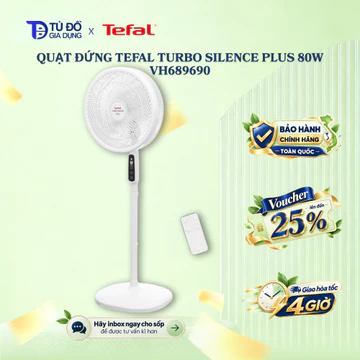 QUẠT ĐỨNG TEFAL VH689690 80W TRẮNG - 6 cánh quạt | Có Remote | Có hẹn giờ đến 8 tiếng | Giảm độ ồn