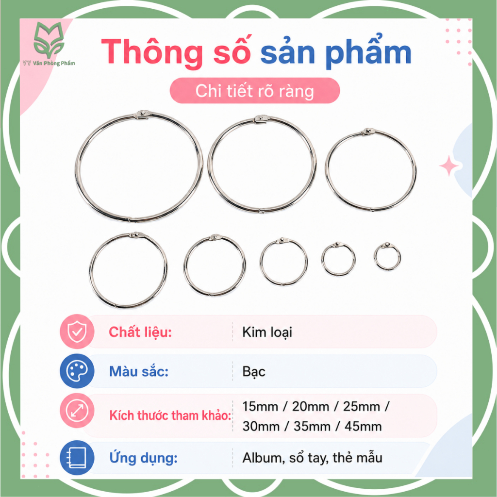 Khoen Tròn Kim Loại Đóng Sổ 10/20 Cái, Vòng Mở Đóng Tiện Lợi Dùng Cho Flashcard Album Sổ Tay DIY | BigBuy360 - bigbuy360.vn
