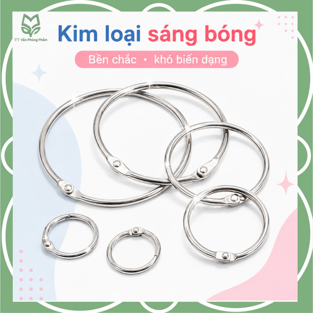 Khoen Tròn Kim Loại Đóng Sổ 10/20 Cái, Vòng Mở Đóng Tiện Lợi Dùng Cho Flashcard Album Sổ Tay DIY