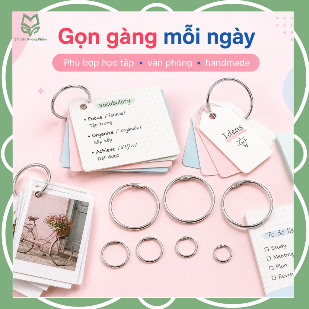 Khoen Tròn Kim Loại Đóng Sổ 10/20 Cái, Vòng Mở Đóng Tiện Lợi Dùng Cho Flashcard Album Sổ Tay DIY | BigBuy360 - bigbuy360.vn