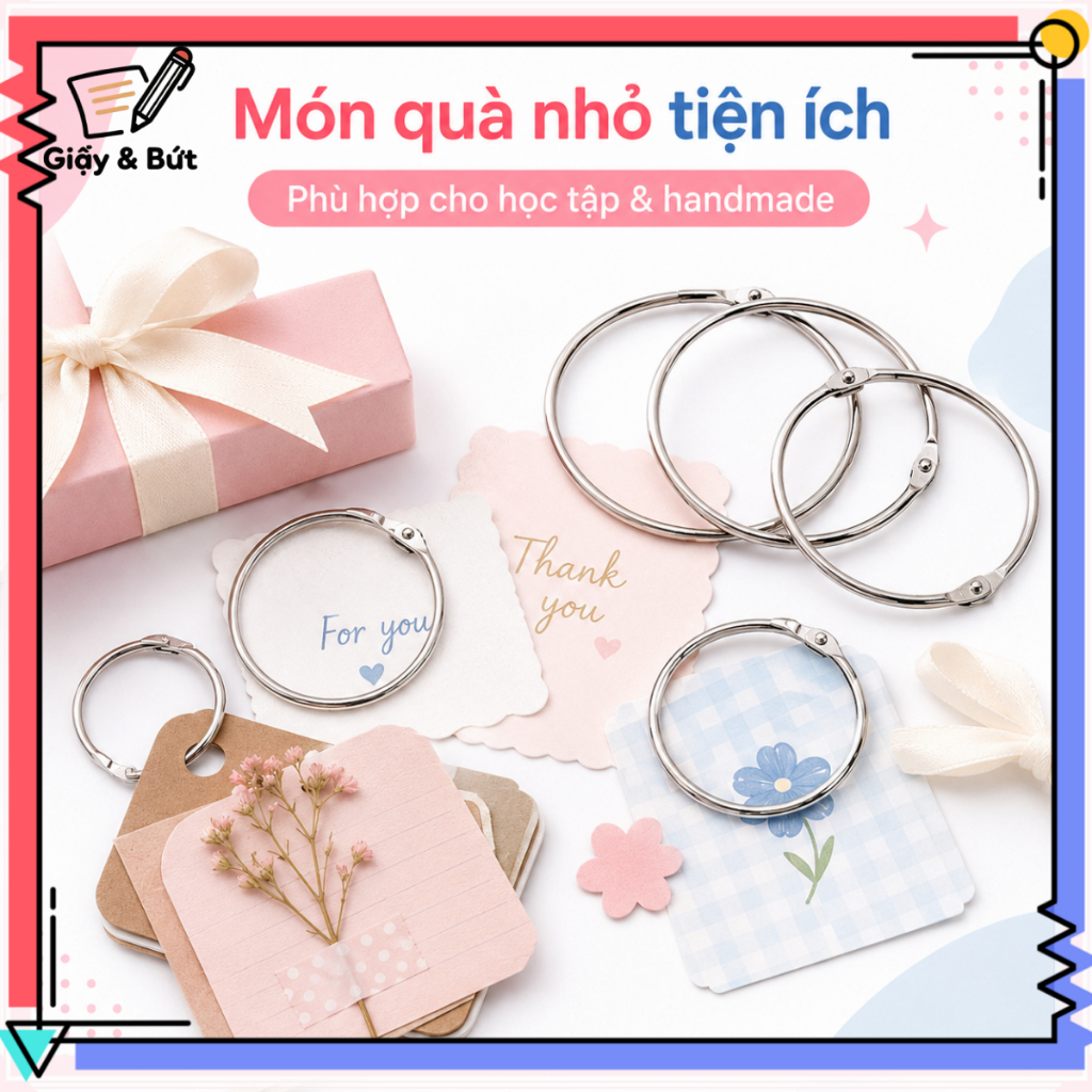 Vòng Khoen Kim Loại Đóng Sổ Rời 10/20 Cái, Khoen Mở Được Cho Album Sổ Tay Thẻ Học DIY Nhiều Size | BigBuy360 - bigbuy360.vn