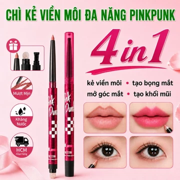 Bút chì kẻ viền môi đa năng 4in1 PINKPUNK - kẻ viền môi, vẽ bọng mắt, mở góc mắt, tạo khối mũi 0,25g