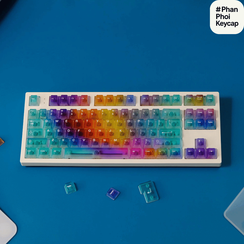 PC 06 | Keycap trong suốt Foxxy | Xuyên led | PC | 122 nút bàn phím cơ | cherry profile | BigBuy360 - bigbuy360.vn