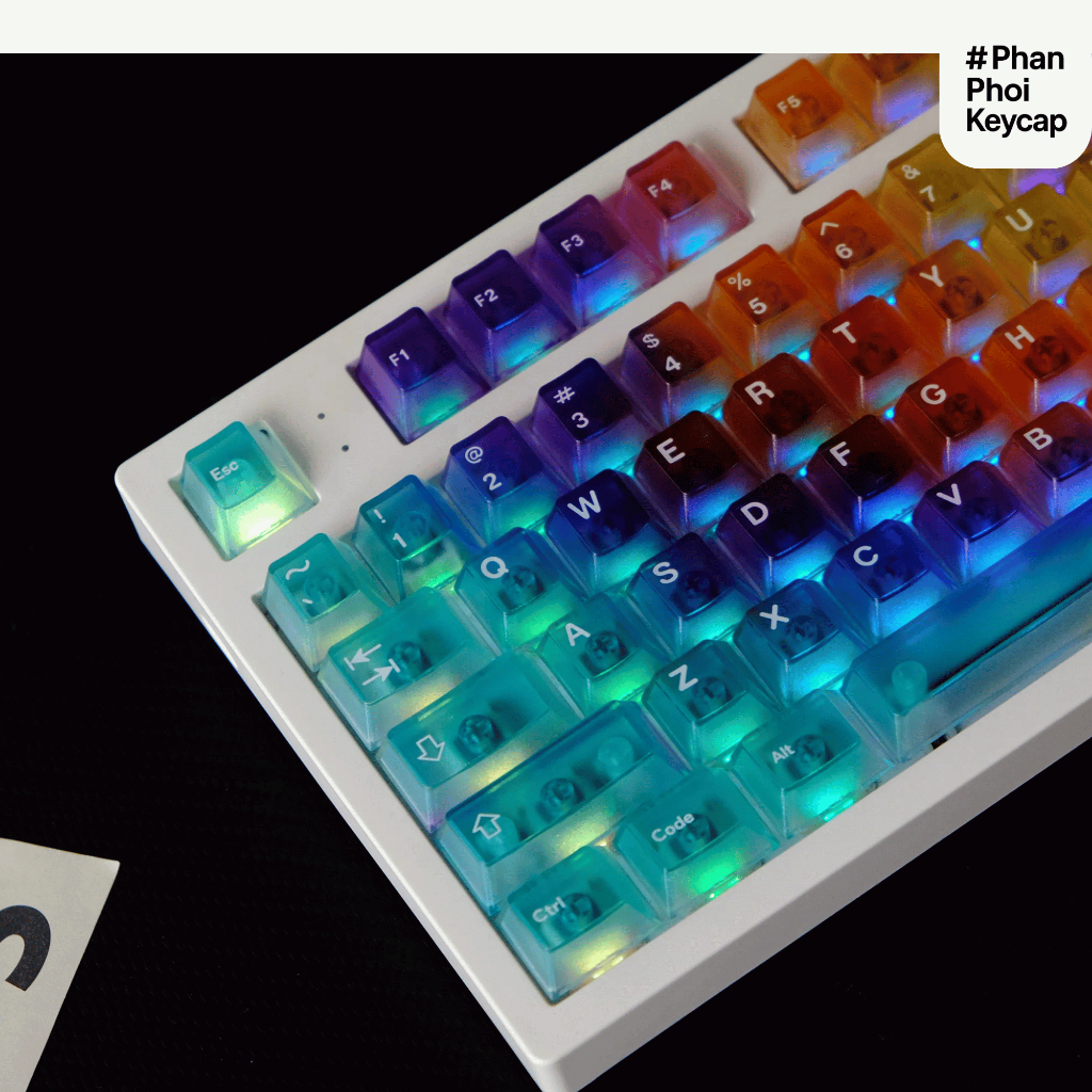PC 06 | Keycap trong suốt Foxxy | Xuyên led | PC | 122 nút bàn phím cơ | cherry profile | BigBuy360 - bigbuy360.vn