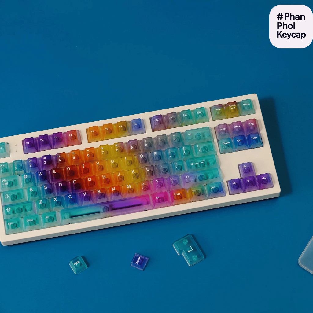 PC 06 | Keycap trong suốt Foxxy | Xuyên led | PC | 122 nút bàn phím cơ | cherry profile | BigBuy360 - bigbuy360.vn