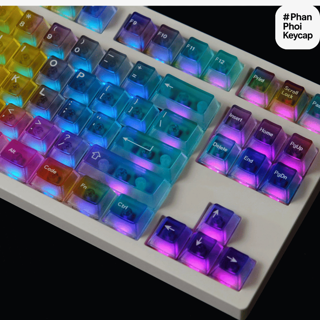 PC 06 | Keycap trong suốt Foxxy | Xuyên led | PC | 122 nút bàn phím cơ | cherry profile | BigBuy360 - bigbuy360.vn